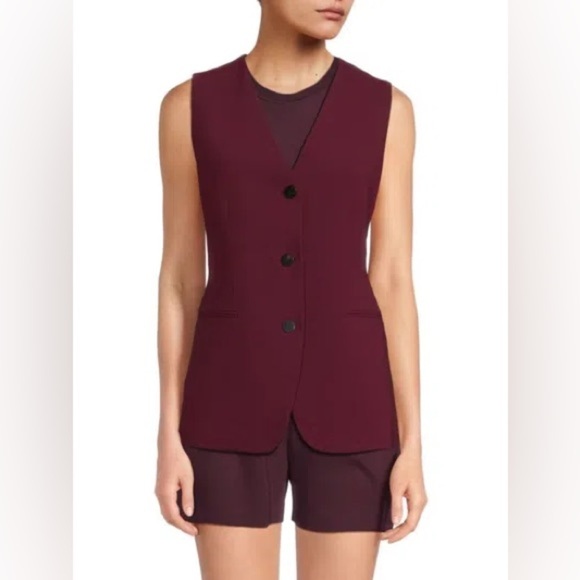 NWT Theory Women's Burgundy “Admiral” Tailored Vest - Picture 7 of 11